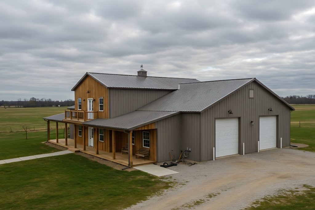 exterior view of a barndominium